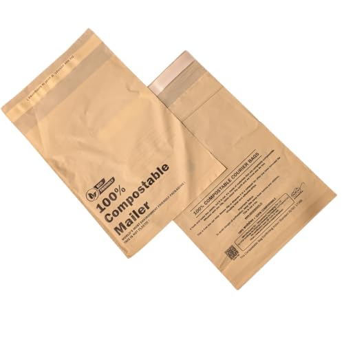 SECUREMENT Eco-Friendly Compostable Courier Bags/Packing Bags/Envelopes, Starch-Based Polymers, 50-55 Microns, Waterproof,CPCB Licensed (8x10, 50) - Image 1