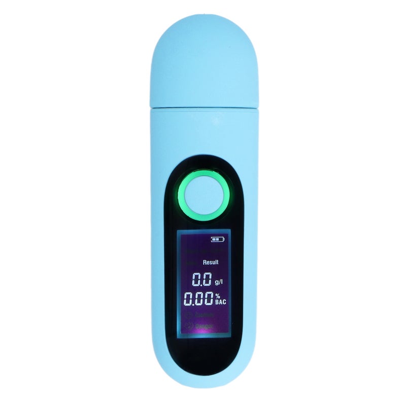 Breathalyzer: Blue ABS Material Contactless Testing - USB Charging Portable Breath Alcohol Tester for Personal On-the-go Use - Image 2
