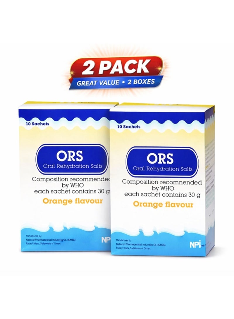 Pack of 2 ORS Oral Rehydration Salts 30g 10 Sachets
