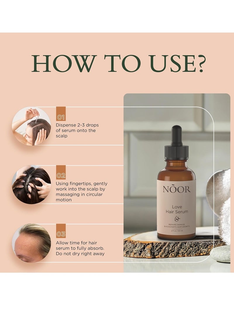Noor NOOR HAIR Growth Serum From African Olives, for Women and Hair Loss Treatment for Frizzy and Damaged, For Thicker and Healthier- Natural Vitamins Argan Oil  - Image 2