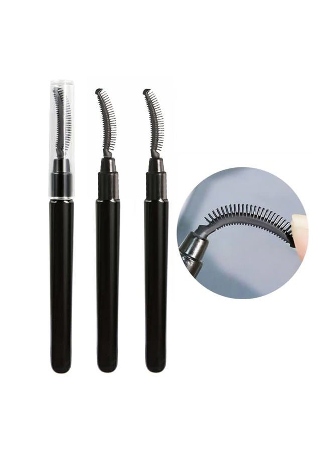 BYVUTE Eyelash Comb, Lashes Brush Separator Mascara Brush Eyelashes Definer Lash Separating Cosmetic Tool Silicone Comb, With Dust Cover, 3 Pcs, Black (3 Black) - Image 1