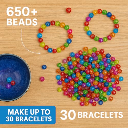 Ambitieux 650+ Pcs Crackle Glass Beads for Jewelry Making | 8mm Assorted Color Round Glass Beads for Bracelet, Necklace, Anklet & DIY Craft | Bulk Bead Kit for Selling & Handmade Business (Ivory) - Image 3