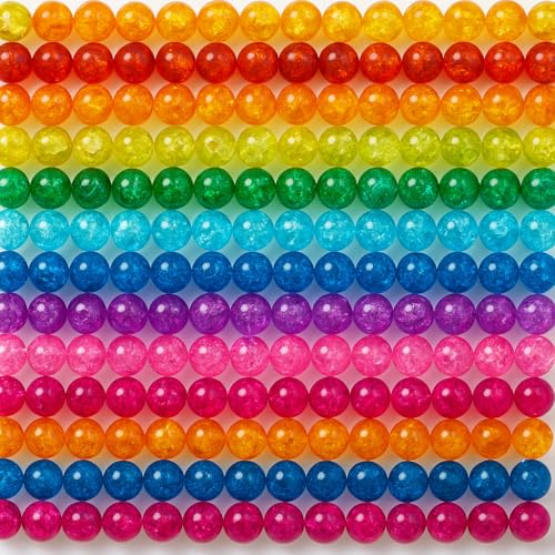 Ambitieux 650+ Pcs Crackle Glass Beads for Jewelry Making | 8mm Assorted Color Round Glass Beads for Bracelet, Necklace, Anklet & DIY Craft | Bulk Bead Kit for Selling & Handmade Business (Ivory) - Image 5