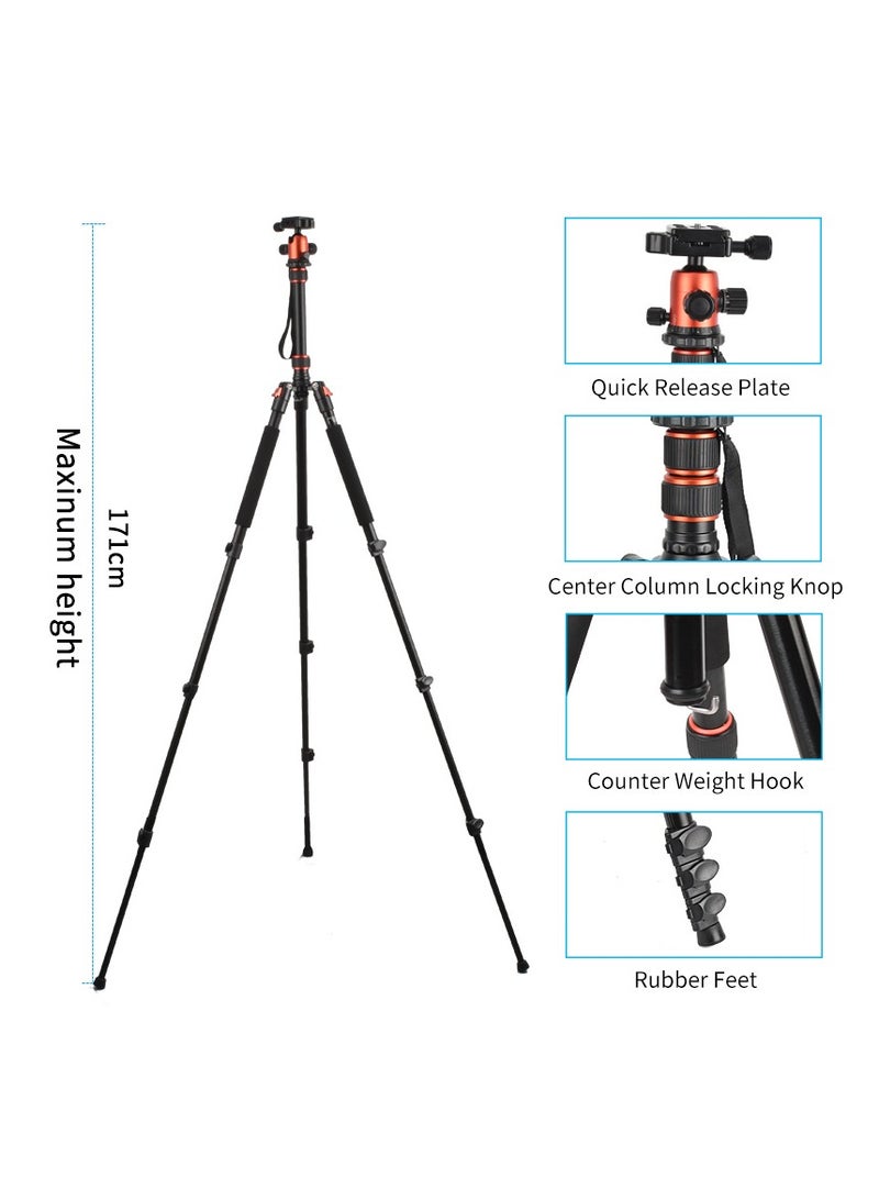 1.7m Professional SLR Camera Tripod Outdoor Mobile Phone Photography Stand Aluminum Alloy Monopod Reverse Stand - Image 3