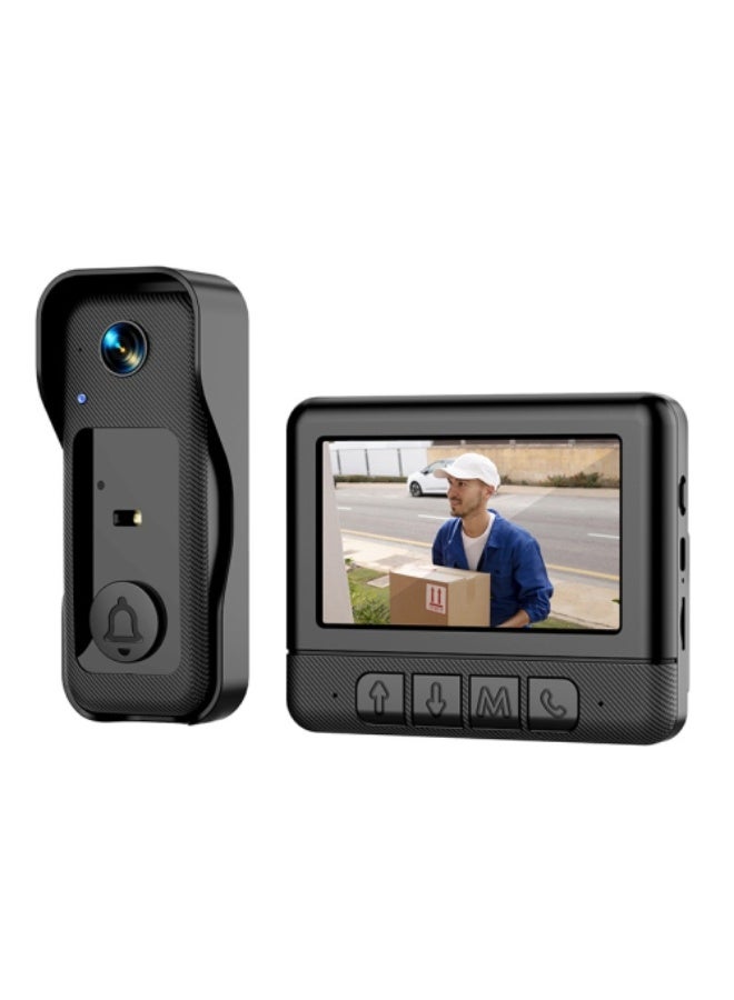 جرس باب فيديو مع شاشة - كاميرا اتصال داخلي لاسلكية مع صوت ثنائي الاتجاه، رؤية ليلية، فتحة بطاقة TF، زر تحكم، مثبت على الحائط، هاتف باب داخلي (غير مقاوم للماء) - Image 1