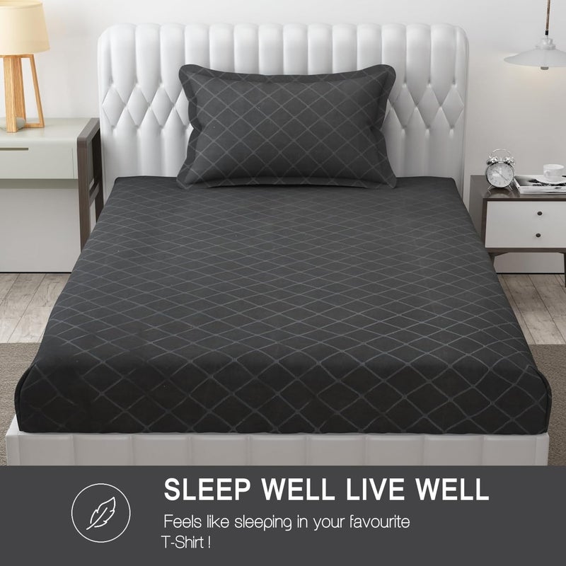 FRESH FROM LOOM Fresh From Loom Microfiber Single Bed bedsheet Hypoallergenic Wrinkle Free Bed Sheets with 1 Pillow Covers Barfi Design 60 x 90 Inches Grey  - Image 5