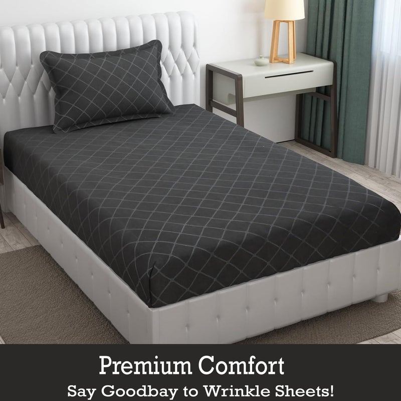 FRESH FROM LOOM Fresh From Loom Microfiber Single Bed bedsheet Hypoallergenic Wrinkle Free Bed Sheets with 1 Pillow Covers Barfi Design 60 x 90 Inches Grey  - Image 4