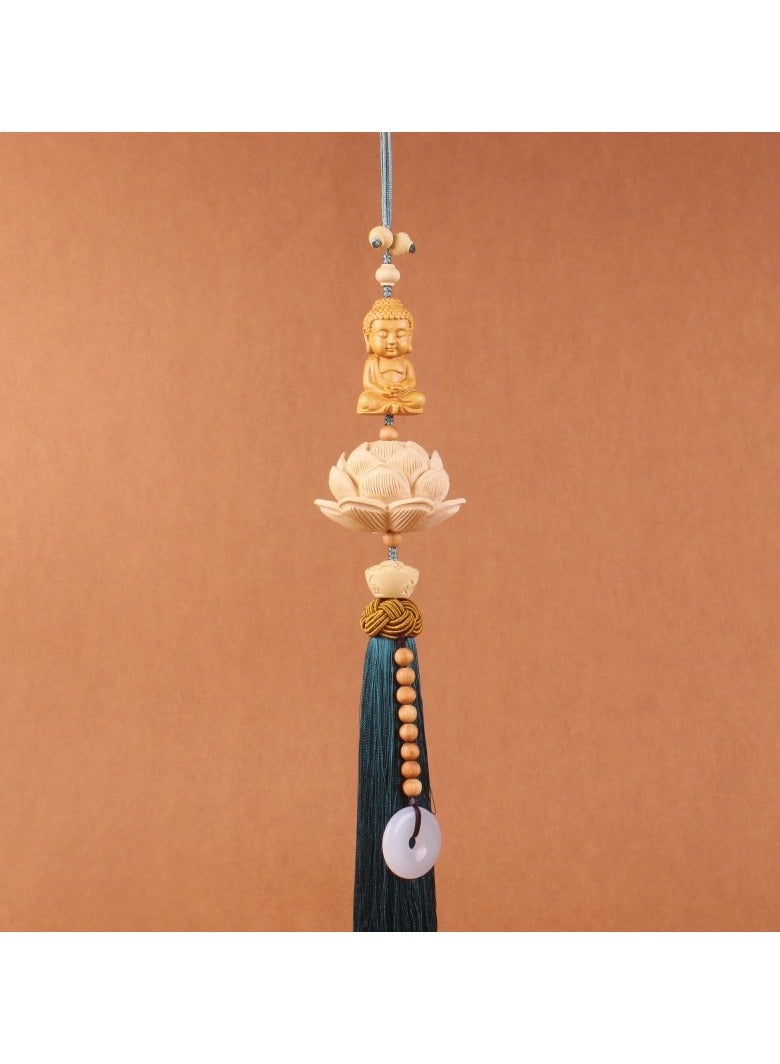KUYING Lotus And Peach Wood Pray For Blessings Pendant For Interior Rearview Mirror 