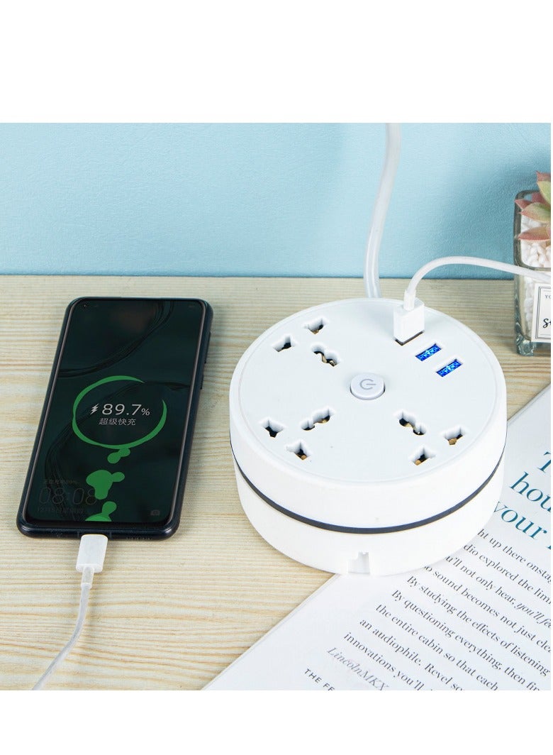 محول شحن مكتب السفر المحمول ، محول شحن دائري مع كابل تمديد قابل للسحب (طول الكابل 1 .8 م) - Image 4