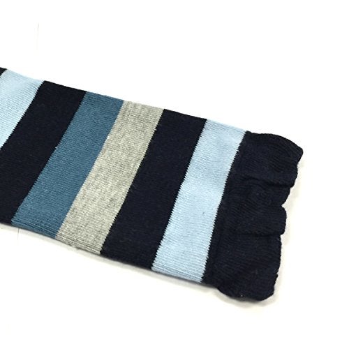 Bowbear 3 Pair Baby and Toddler Leg Warmers, Blue and Black Stripes - Image 2