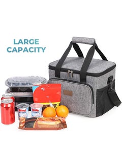 Arabest Insulated Lunch Bag, Collapsible Leakproof Cooler Tote Bag Freezable Lunch Bag with Adjustable Shoulder Strap for Women Man Adults Kids, Reusable Lunch Box for Office Work Picnic Beach (Grey)  - Image 2