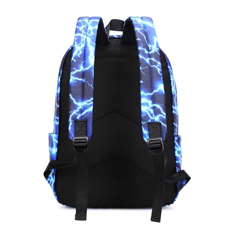 New Nylon Printed Backpack Women'S Korean-Style Middle School Student Schoolbag Starry Sky Lightning Large Capacity Backpack For Primary School Students Men - Image 5