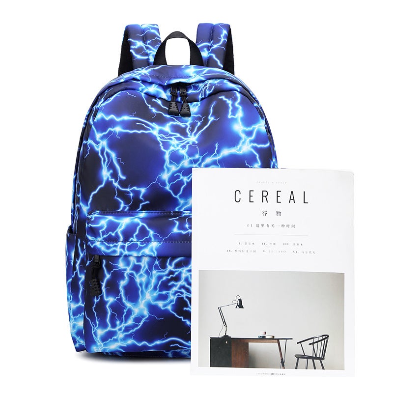 New Nylon Printed Backpack Women'S Korean-Style Middle School Student Schoolbag Starry Sky Lightning Large Capacity Backpack For Primary School Students Men - Image 3