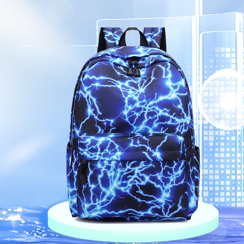 New Nylon Printed Backpack Women'S Korean-Style Middle School Student Schoolbag Starry Sky Lightning Large Capacity Backpack For Primary School Students Men - Image 2