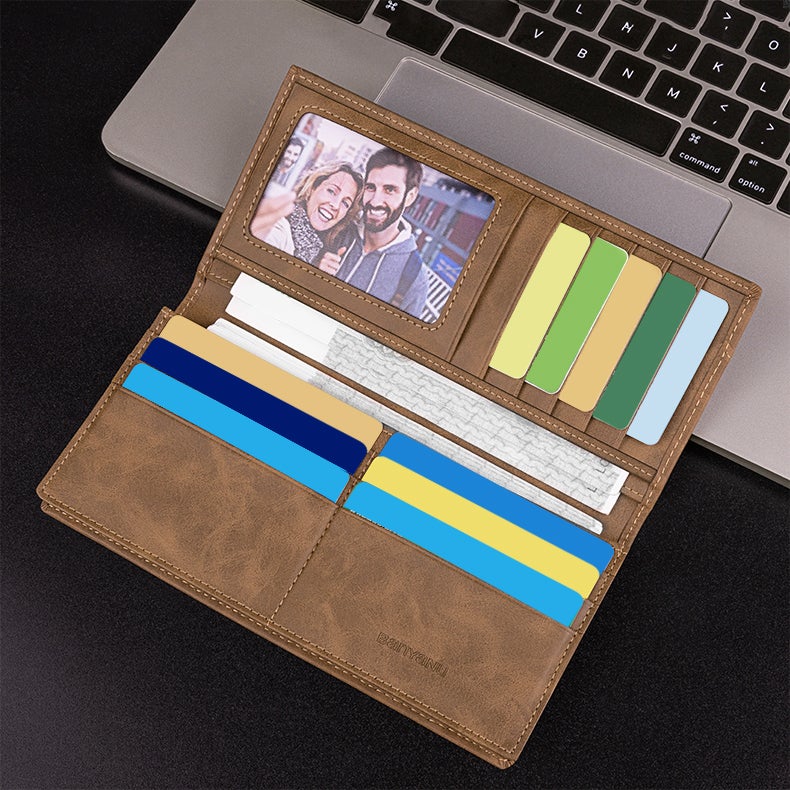 banyanu Men's Long Genuine Leather Multi-Card Slot Ultra-Thin Soft Leather Wallet/Card Holder (Coffee, Anti-Theft) - Image 5
