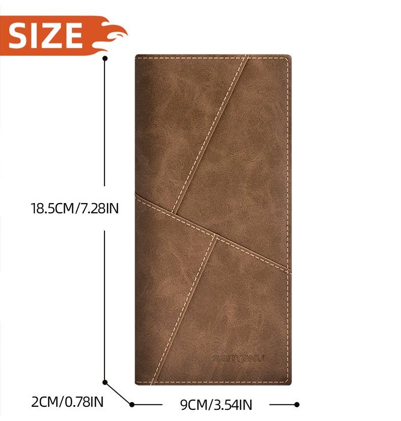 banyanu Men's Long Genuine Leather Multi-Card Slot Ultra-Thin Soft Leather Wallet/Card Holder (Coffee, Anti-Theft) - Image 4