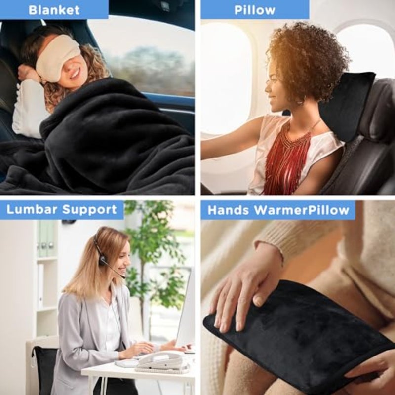 Travel Blanket Pillow, Premium 2 in 1 Soft Airplane Blanket Compact with Bag Pillowcase, Hand Luggage Sleeve and Backpack Clip - Travel Essentials for Long Trips, Flying and Car - Image 5