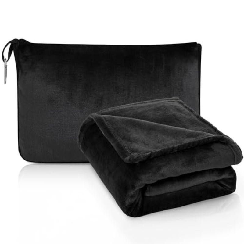 Travel Blanket Pillow, Premium 2 in 1 Soft Airplane Blanket Compact with Bag Pillowcase, Hand Luggage Sleeve and Backpack Clip - Travel Essentials for Long Trips, Flying and Car - Image 1