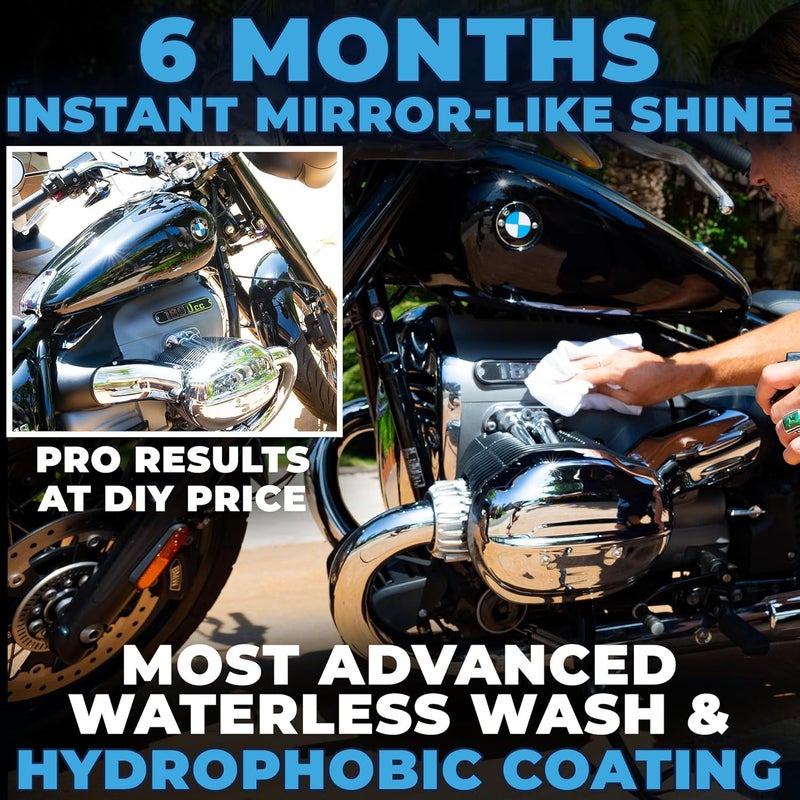 Flowgenix ™ Waterless Car Wash Spray - Grand Finale - Motorcycle Cleaner & Car Wax Spray Polish (8 oz) - Ceramic Coating - Incl. 2 Microfiber Towels - Quick Detailer Spray (2-Pack) - Image 5