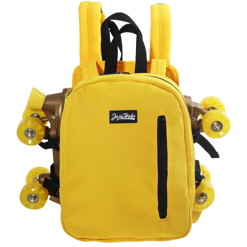 JajaHoho Roller skates bags for Women Men, Multi-functional Sports Backpack for Rollerskates, Ice skates, Inline skates, Skate Gear Storage, Durable and Stylish, 11.8 x 9 x 2.8 inches (Lemon Yellow) - Image 3