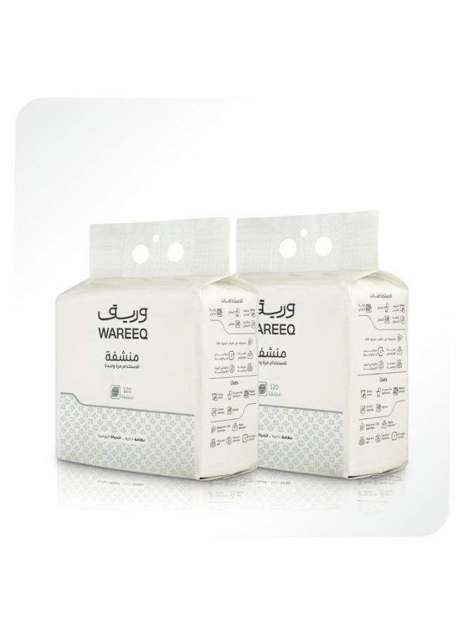 Wareeq Disposable Dry Towels 2X 120 Sheets & Highly Absorbent - Image 1