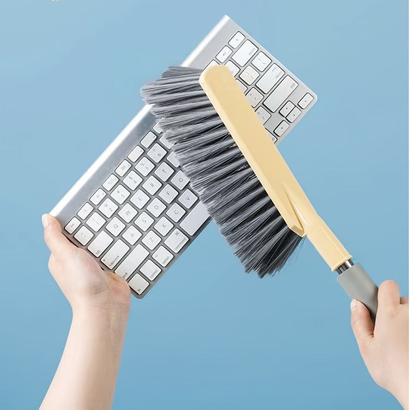 فرشاة تنظيف السرير الصفراء ذات المقبض الطويل مع أداة الشقوق ذات الشعيرات الناعمة ومزيل الغبار متعدد الوظائف - Image 5