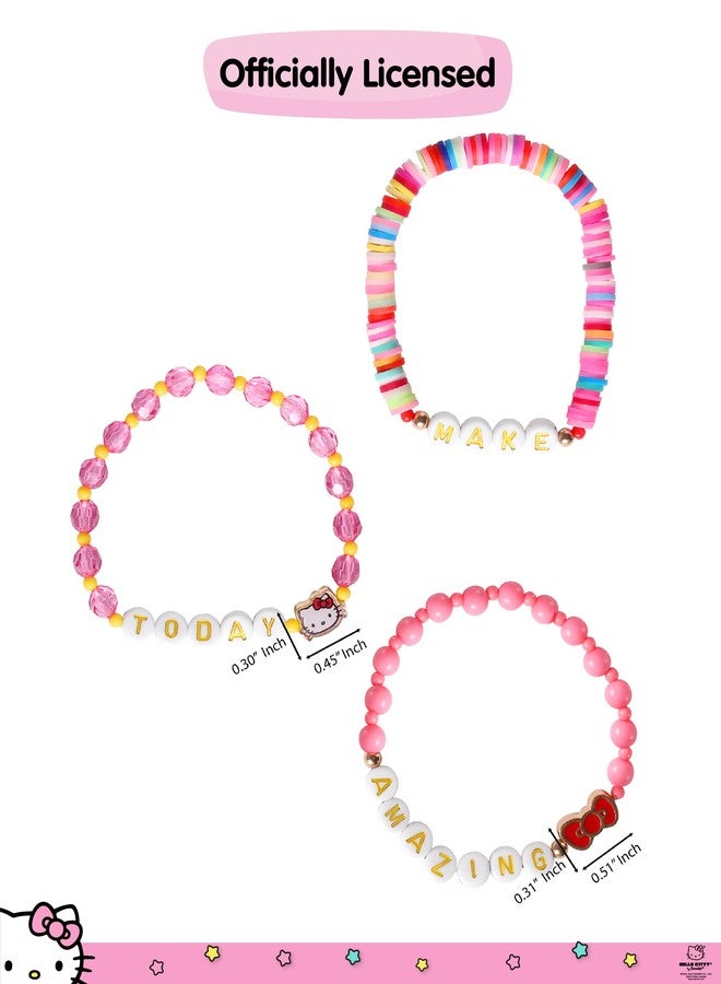 SALLY ROSE Hello Kitty Bracelet Make Today Amazing 3-Piece Set Official License, Fashion Jewelry Beaded Sanrio Bracelets Set of 3 - Image 4