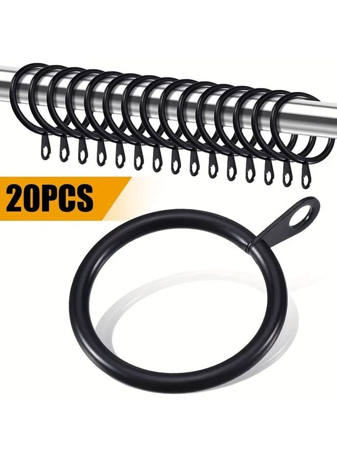 20 قطعة من حلقات الستائر السوداء المعدنية المنزلقة ذات العين لقضبان الستار 1/8 بوصة - Image 2