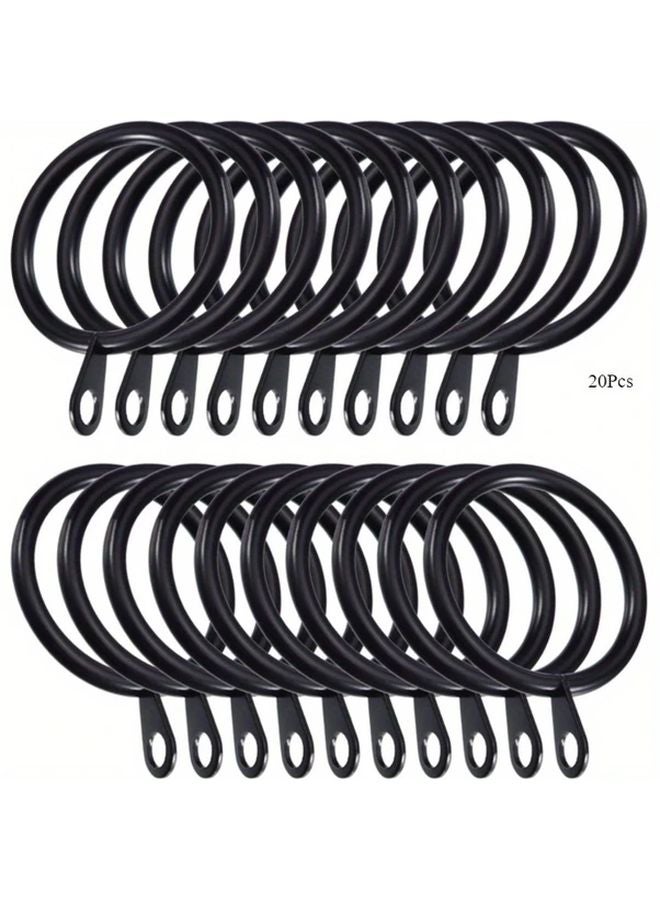 20 قطعة من حلقات الستائر السوداء المعدنية المنزلقة ذات العين لقضبان الستار 1/8 بوصة - Image 3