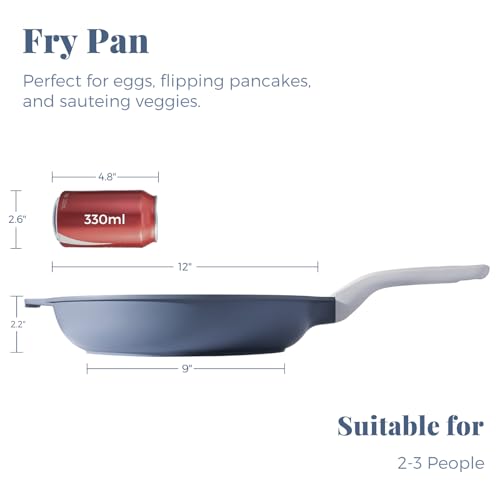 PRICUSIS Nonstick Ceramic Frying Pan, 8/10/12 Inch Non Toxic Skillet, Egg & Omelet & Chef's Pan, Induction Compatible & Oven Safe, Dishwasher Safe,PTFE PFAS & PFOA Free (12 Inch, Gray) - Image 2
