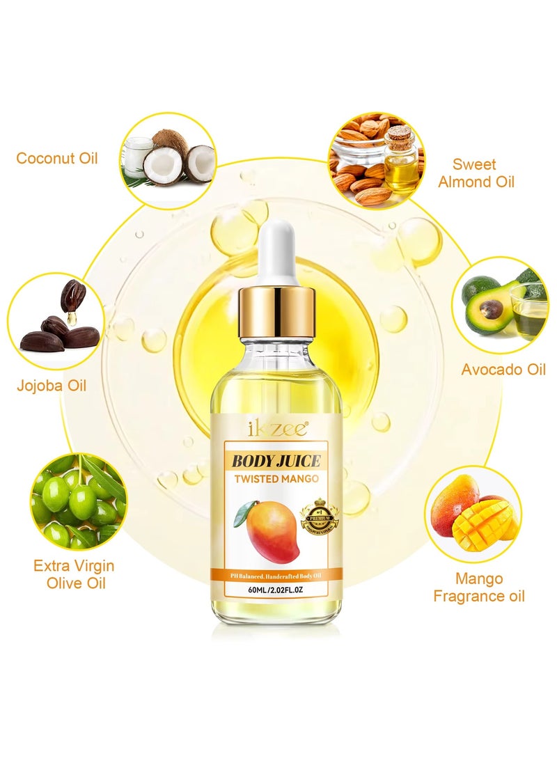 IKZEE 60ml Body Juice Oil Twisted Mango Hand Crafted Body Oil Nourishing Hydrating and Moisturizing for All Skin Types with Natural Oils Pure Natural Essence Body Juice Oil  - Image 5