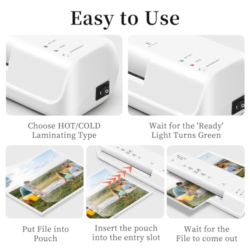 Mas & Pro Thermal Laminator with 40 Sheets, 9 Inch Durable Laminating Machine for Documents, Photos & Cards, Perfect for Home/Office/Teachers, Anti Jam, 3mil/5mil, White - Image 4