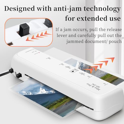 Mas & Pro Thermal Laminator with 40 Sheets, 9 Inch Durable Laminating Machine for Documents, Photos & Cards, Perfect for Home/Office/Teachers, Anti Jam, 3mil/5mil, White - Image 5