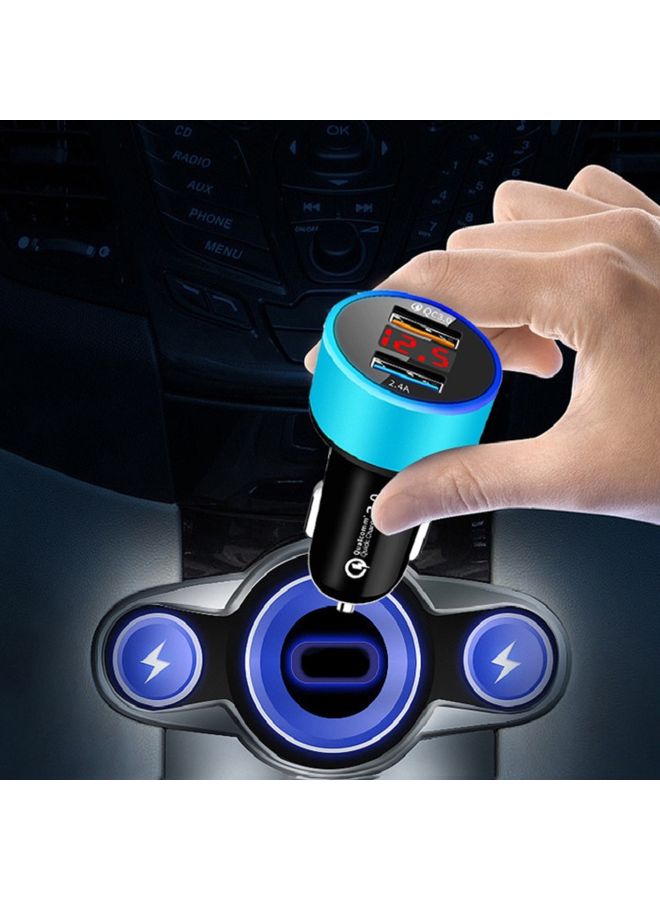 HuHa 2 PCS Aluminum Ring Display Car Charger  QC3.0+2.4A Aluminum Alloy Multi-function Halo Digital Display Car Charger(Elegant Black)  - Image 3