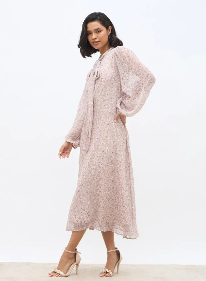 Styli Women Floral Print Long Sleeves Midi Dress