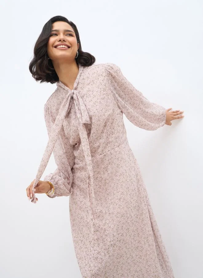 Styli Women Floral Print Long Sleeves Midi Dress