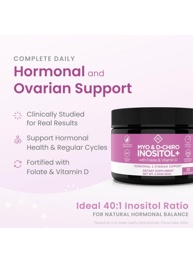 Optify Premium Inositol Supplement - Myo-Inositol and D-Chiro Inositol Powder Plus Folate and Vitamin D - Ideal 40:1 Ratio - Hormone Balance & Healthy Ovarian Support for Women - Vitamin B8-30 Day Supply - Image 1