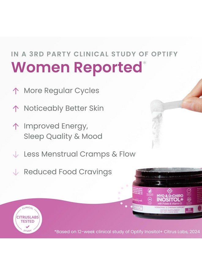 Optify Premium Inositol Supplement - Myo-Inositol and D-Chiro Inositol Powder Plus Folate and Vitamin D - Ideal 40:1 Ratio - Hormone Balance & Healthy Ovarian Support for Women - Vitamin B8-30 Day Supply - Image 2