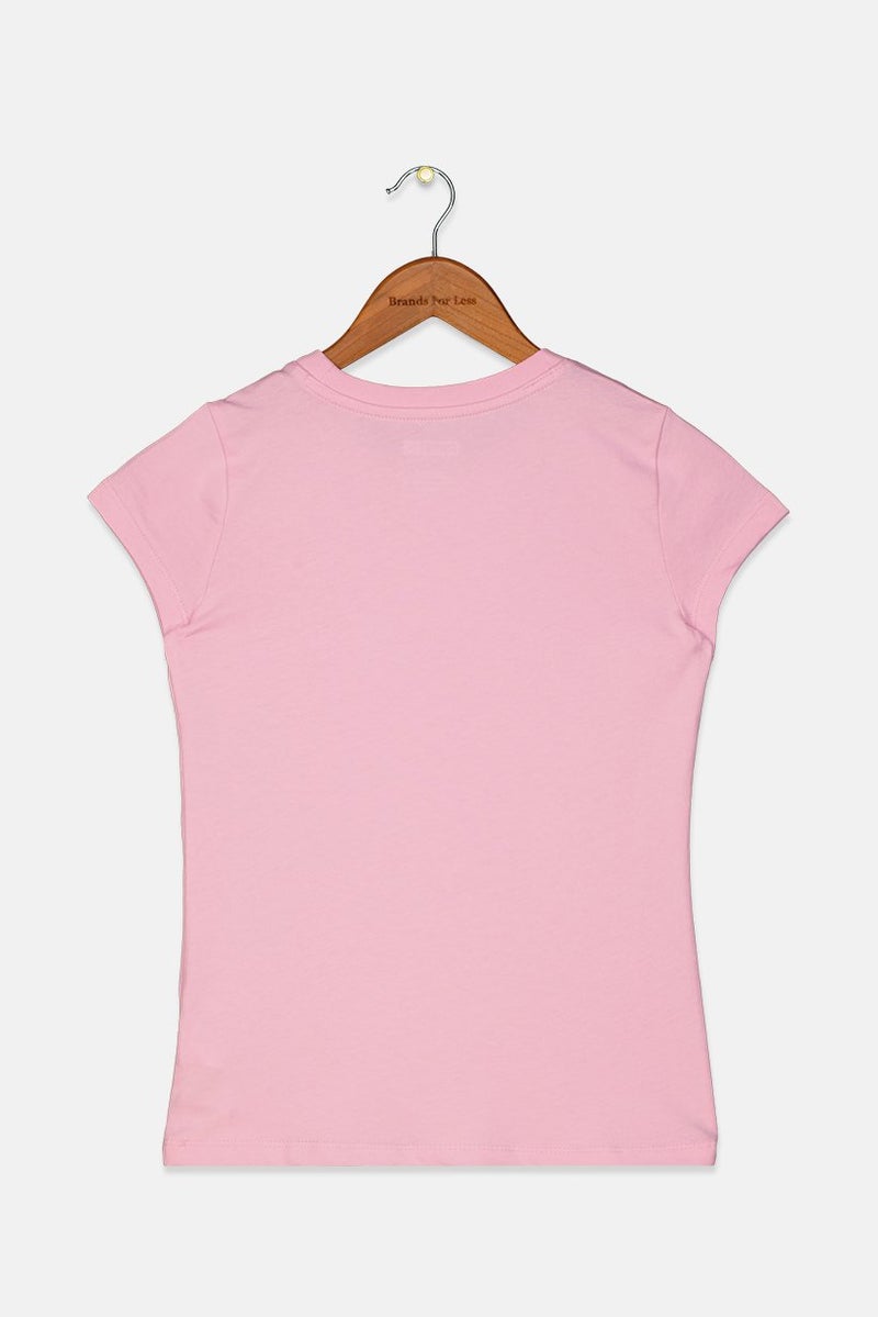 PUMA Kid Girls Short Sleeve Brand Logo T-shirt, Pink  - Image 2