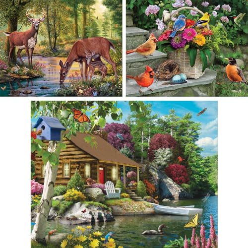 Bits and Pieces Value Set of Three 3 200 Piece Jigsaw Puzzles for Seniors Lettered Large Piece 200 pc Nature Jigsaws Bundle 15 x 19 Each - Image 5