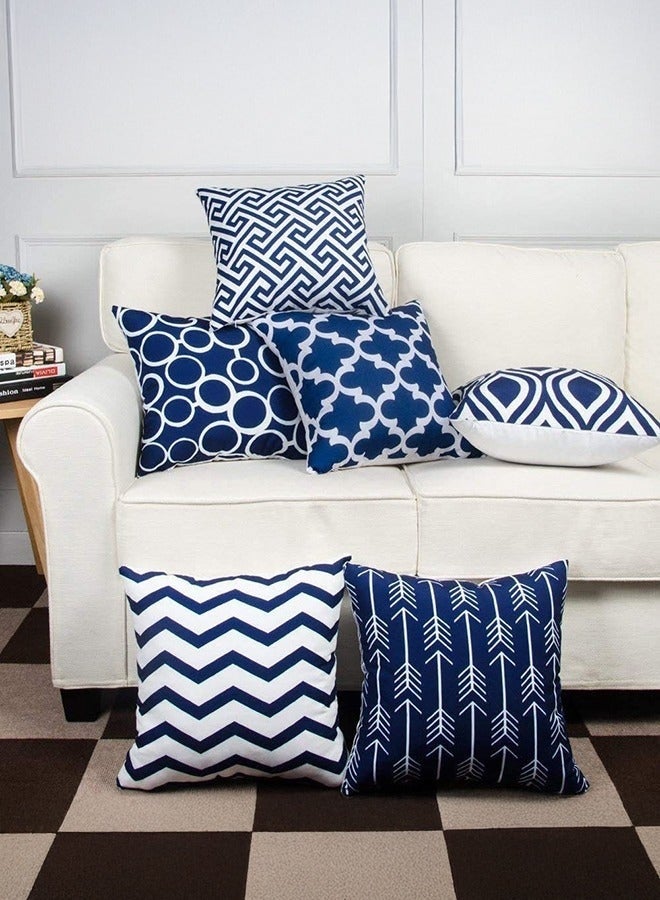 WALALLA Pack of 6 Throw Pillow Covers for Couch Modern Decorative Geometric Patterns 45x45CM - Image 1