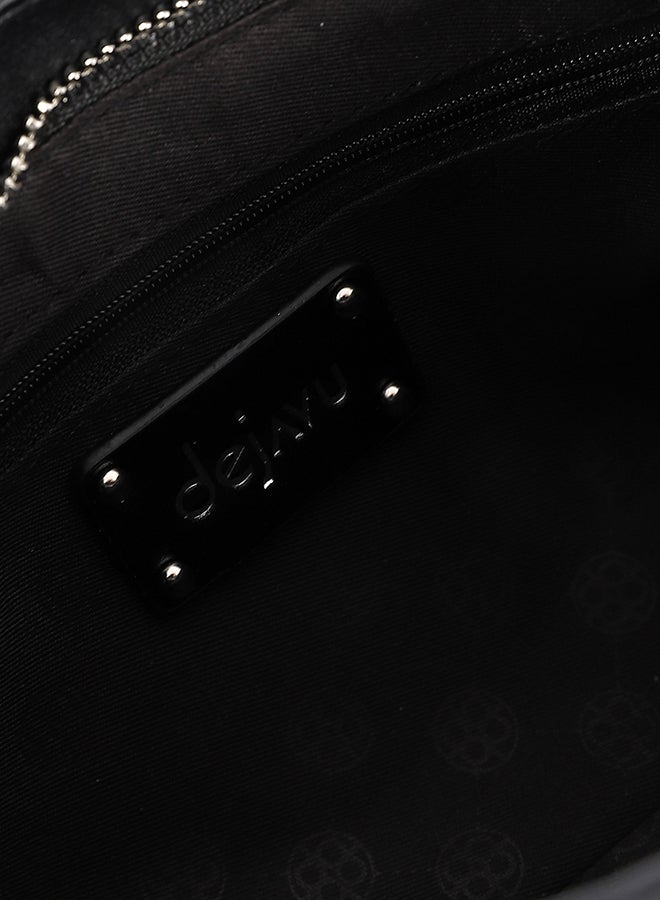 Dejavu BAGS LID-DVTV-059 Decorative Chain Zipped Shoulder Bag - Black  For Women, UN - Image 5