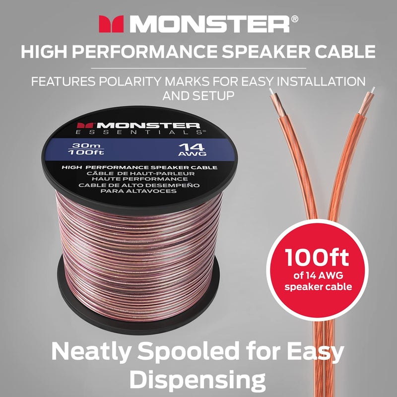 Monster XP 14 Gauge Speaker Wire 100ft, CCA Audio Cable for Home Theater, Car Audio, Subwoofers & Stereo Speakers, 14 AWG, Banana Plug Compatible - Image 2