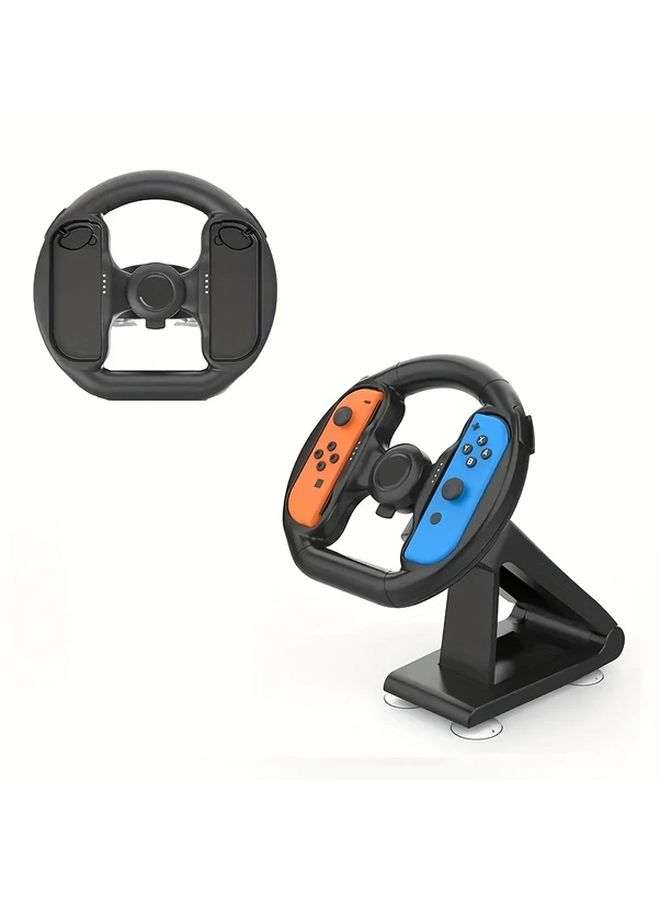 مجموعة مقابض عجلة السباق المناسبة لوحدات تحكم Switch OLED باللون الأسود والبرتقالي والأزرق مع حامل ثلاثي الأرجل قابل للدوران مضمن - Image 1