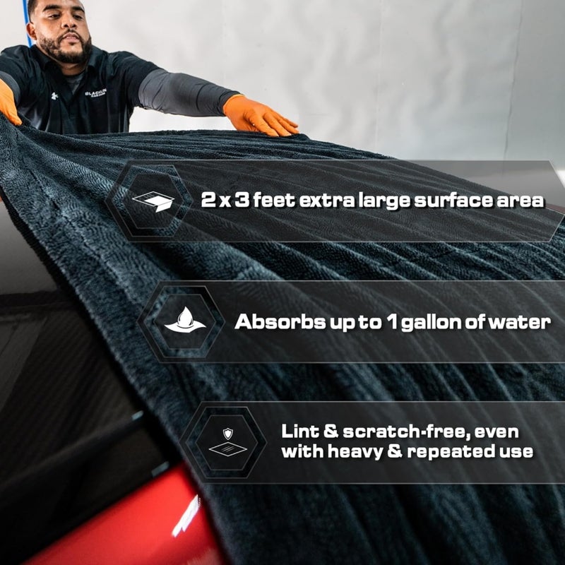 BlackLine Car Care XL Ultra-Absorbant Microfiber Drying Towel - 3ft x 2ft Twisted Loop Extra Large - #1 Rated - Image 3