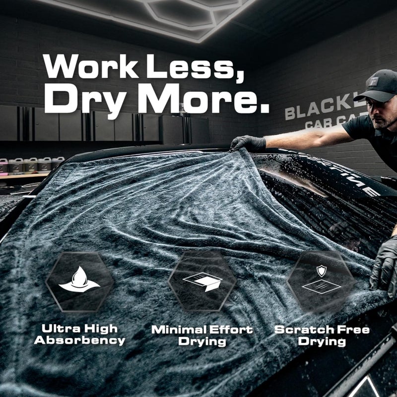 BlackLine Car Care XL Ultra-Absorbant Microfiber Drying Towel - 3ft x 2ft Twisted Loop Extra Large - #1 Rated - Image 2