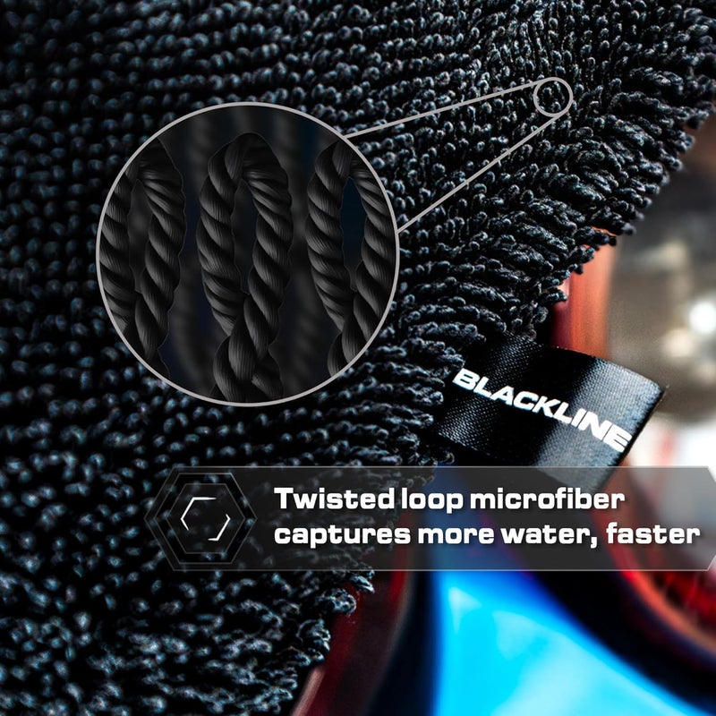 BlackLine Car Care XL Ultra-Absorbant Microfiber Drying Towel - 3ft x 2ft Twisted Loop Extra Large - #1 Rated - Image 4