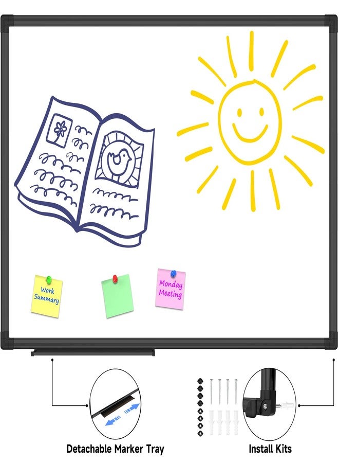 JILoffice Magnetic Whiteboard/White Board, Dry Erase Board 18 x 12 Inch, Black Aluminum Frame, Includes 1 Eraser & 2 Markers & 4 Magnets - Image 2