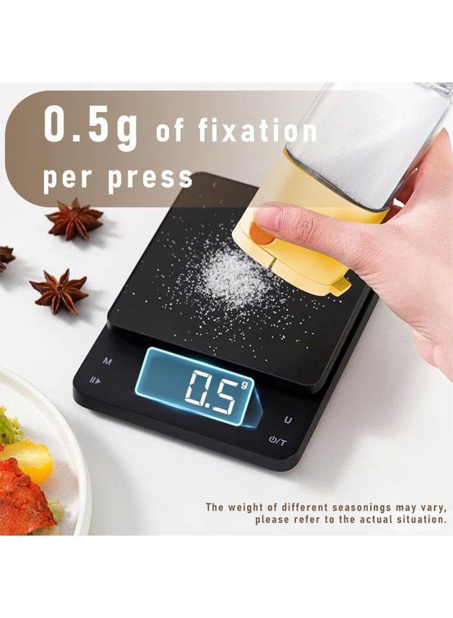 koofull Measure Seasoning Bottle, Salt Shaker or Pepper Shaker, Kitchen Must have, Glass Metering Spice Salt Paprika Pepper Cumin Powder Sugar Dispenser Spice Jar, BPA Free (Beige) - Image 3