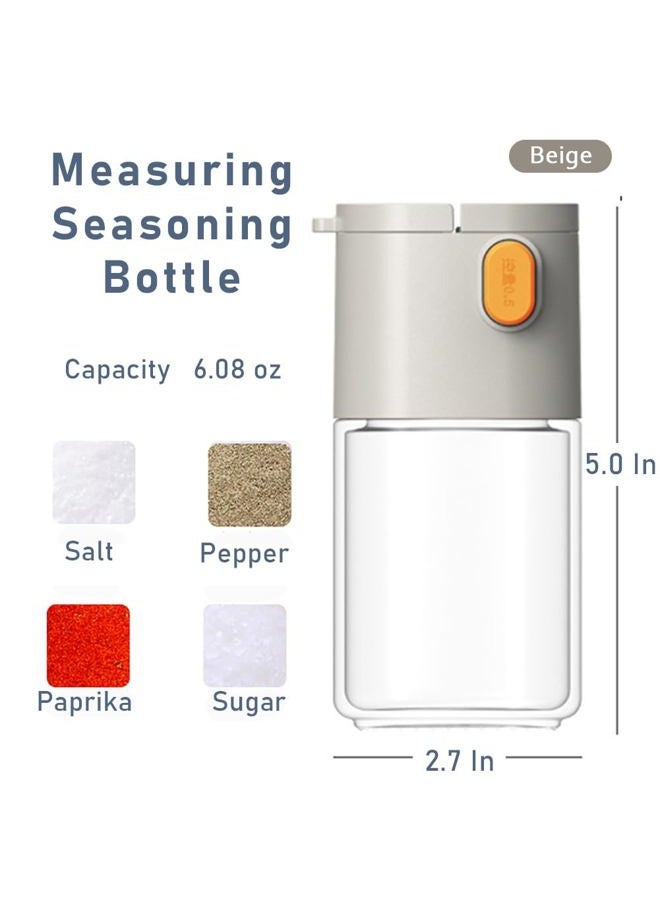koofull Measure Seasoning Bottle, Salt Shaker or Pepper Shaker, Kitchen Must have, Glass Metering Spice Salt Paprika Pepper Cumin Powder Sugar Dispenser Spice Jar, BPA Free (Beige) - Image 2